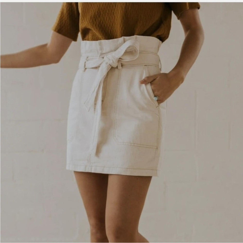 Free People ‘Splendor In The Grass’ Mini Skirt Belted Women’s 2 Cream Bohemian